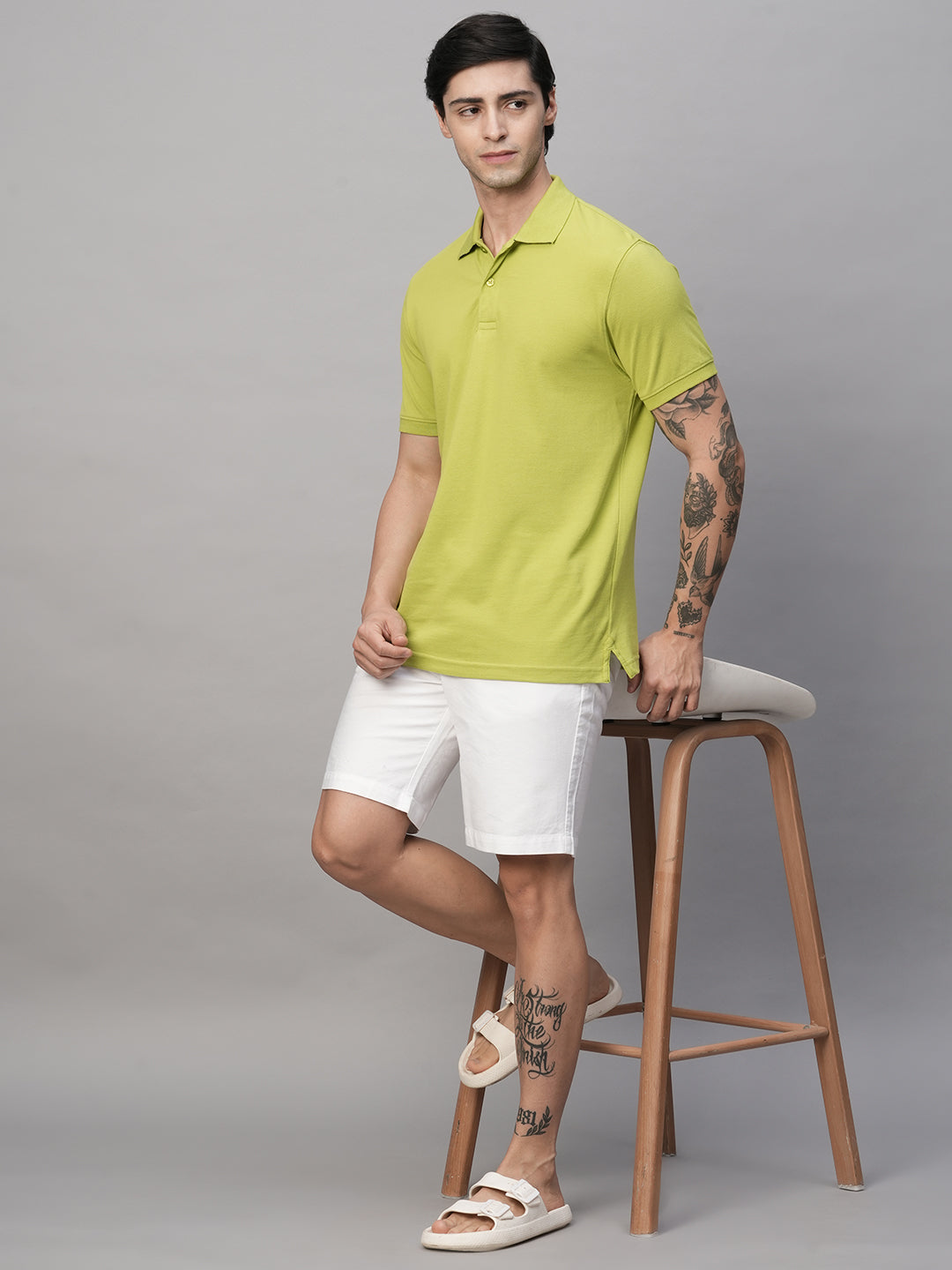 Men's Lime Cotton Regular Fit Tshirt