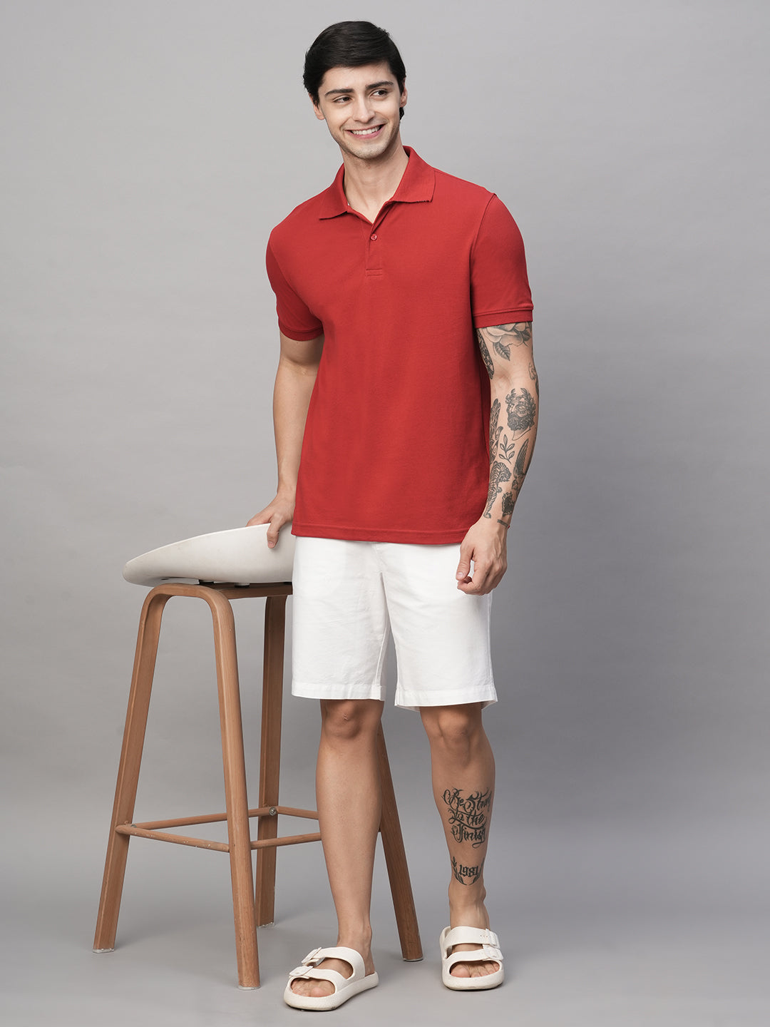 Men's Red Cotton Regular Fit Tshirt