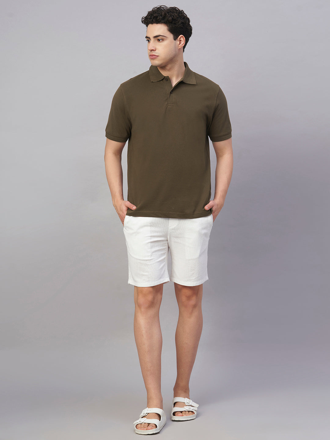 Men's Brown 100% Cotton Regular Fit Tshirt