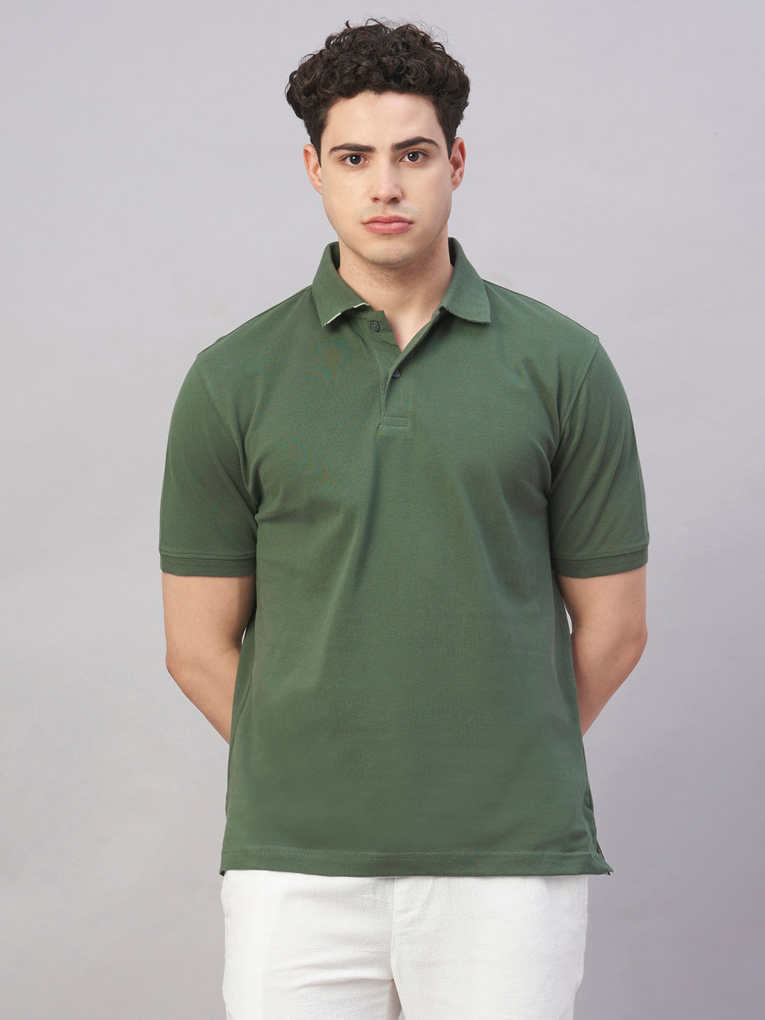 Men's Olive 100% Cotton Regular Fit Tshirt