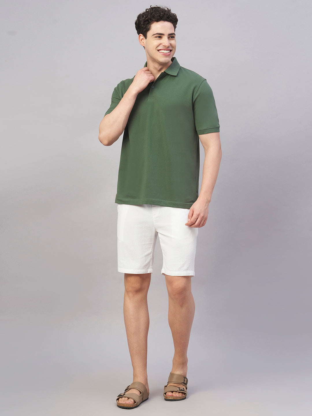 Men's Olive 100% Cotton Regular Fit Tshirt