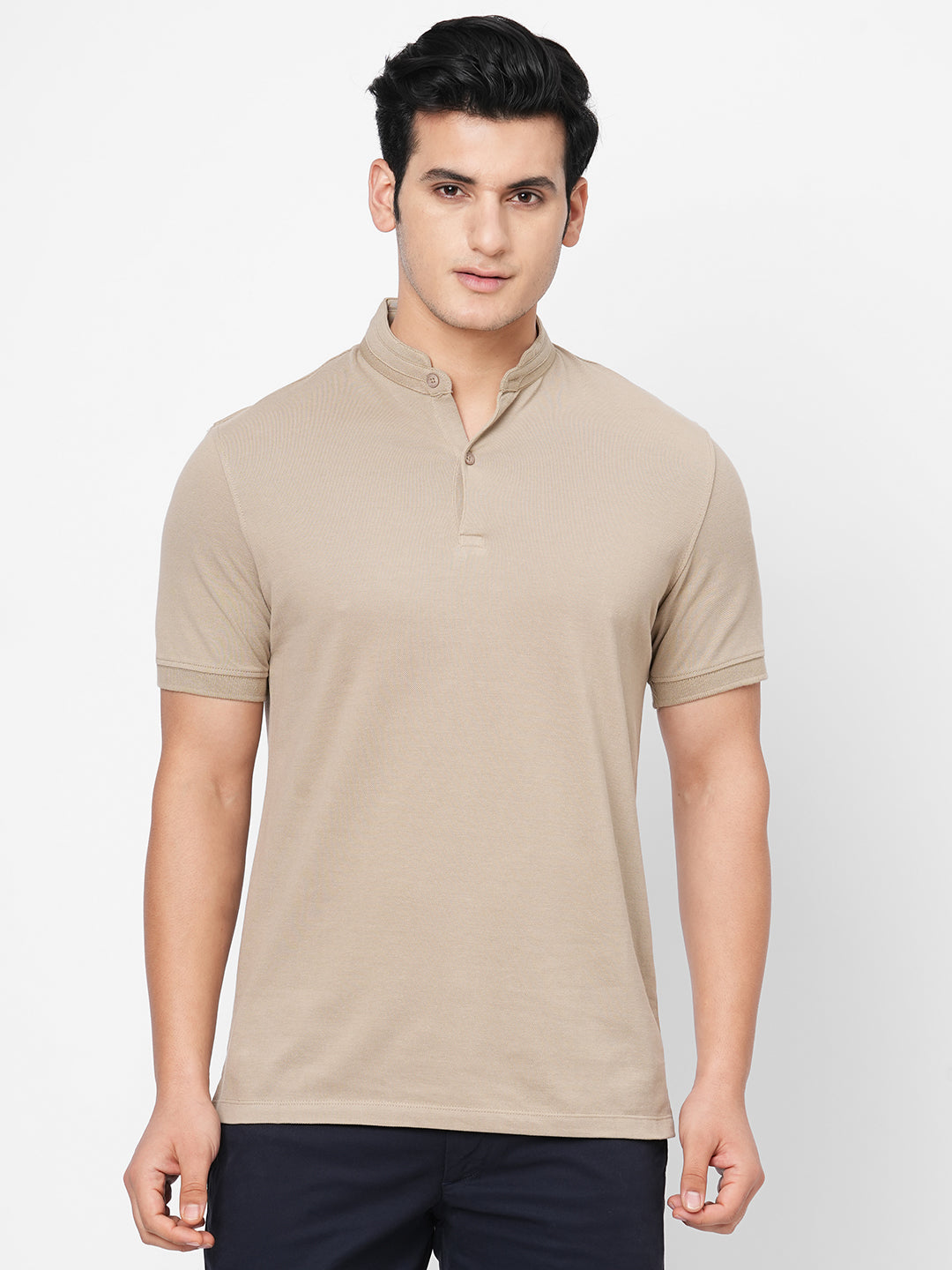 Men's Cotton Khaki Regular Fit Tshirt