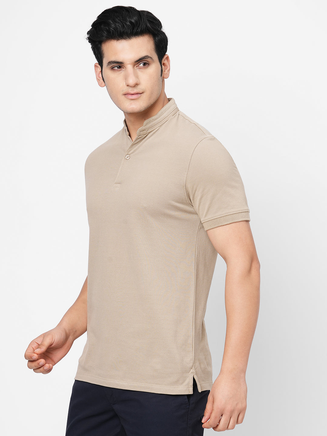 Men's Cotton Khaki Regular Fit Tshirt