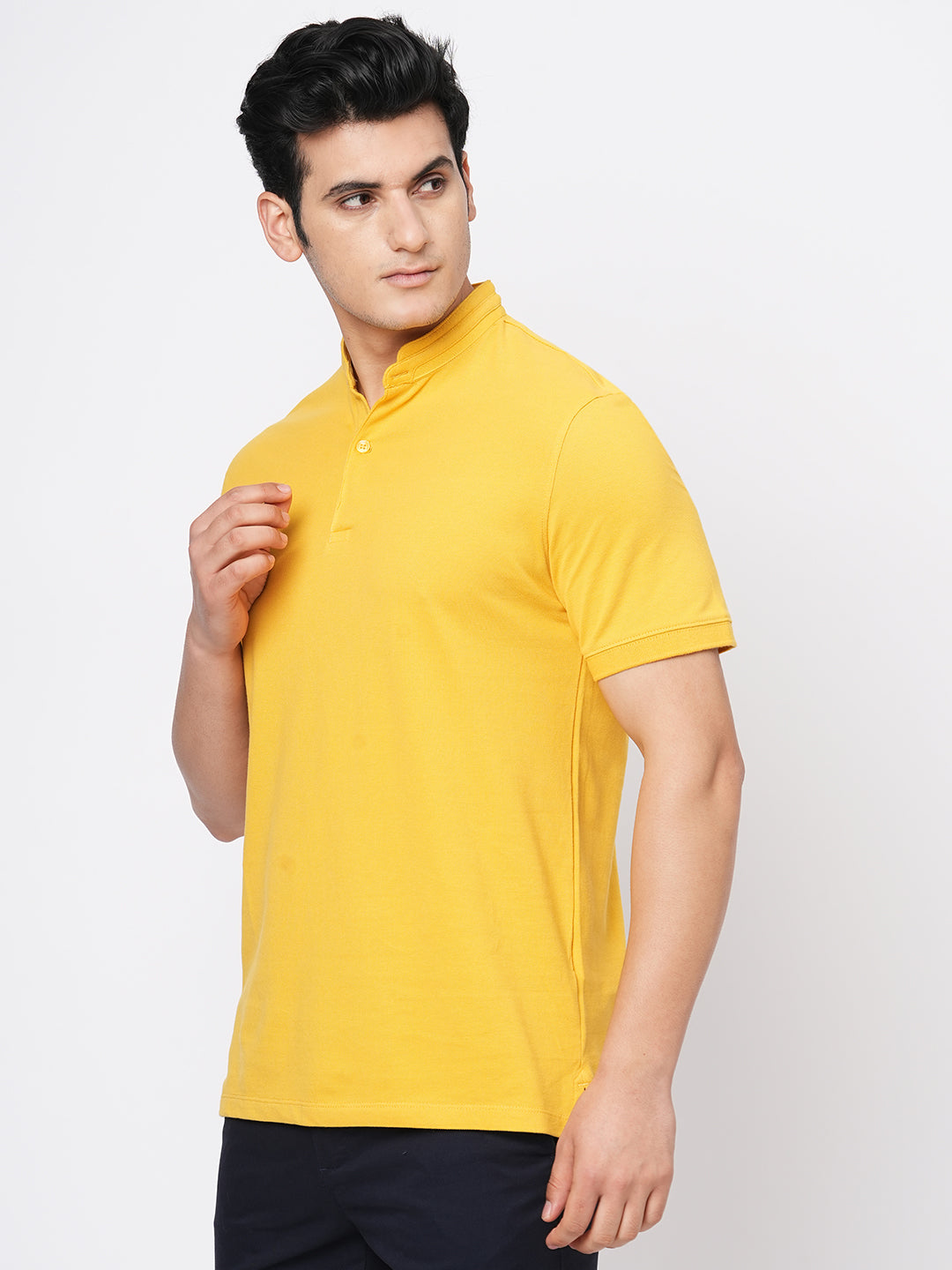 Men's Cotton Mustard Regular Fit Tshirt