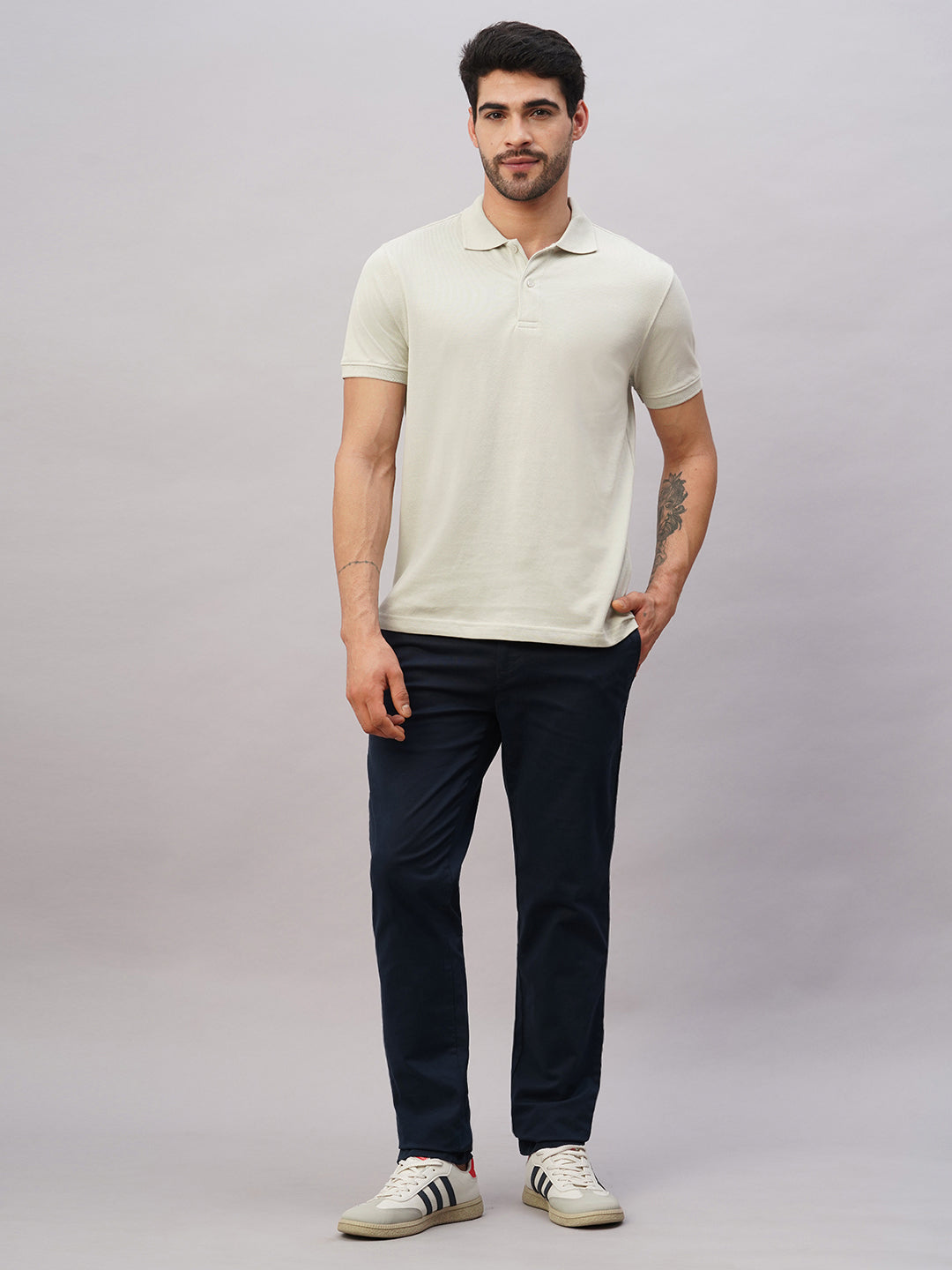 Men's Light Grey Cotton Regular Fit Tshirt