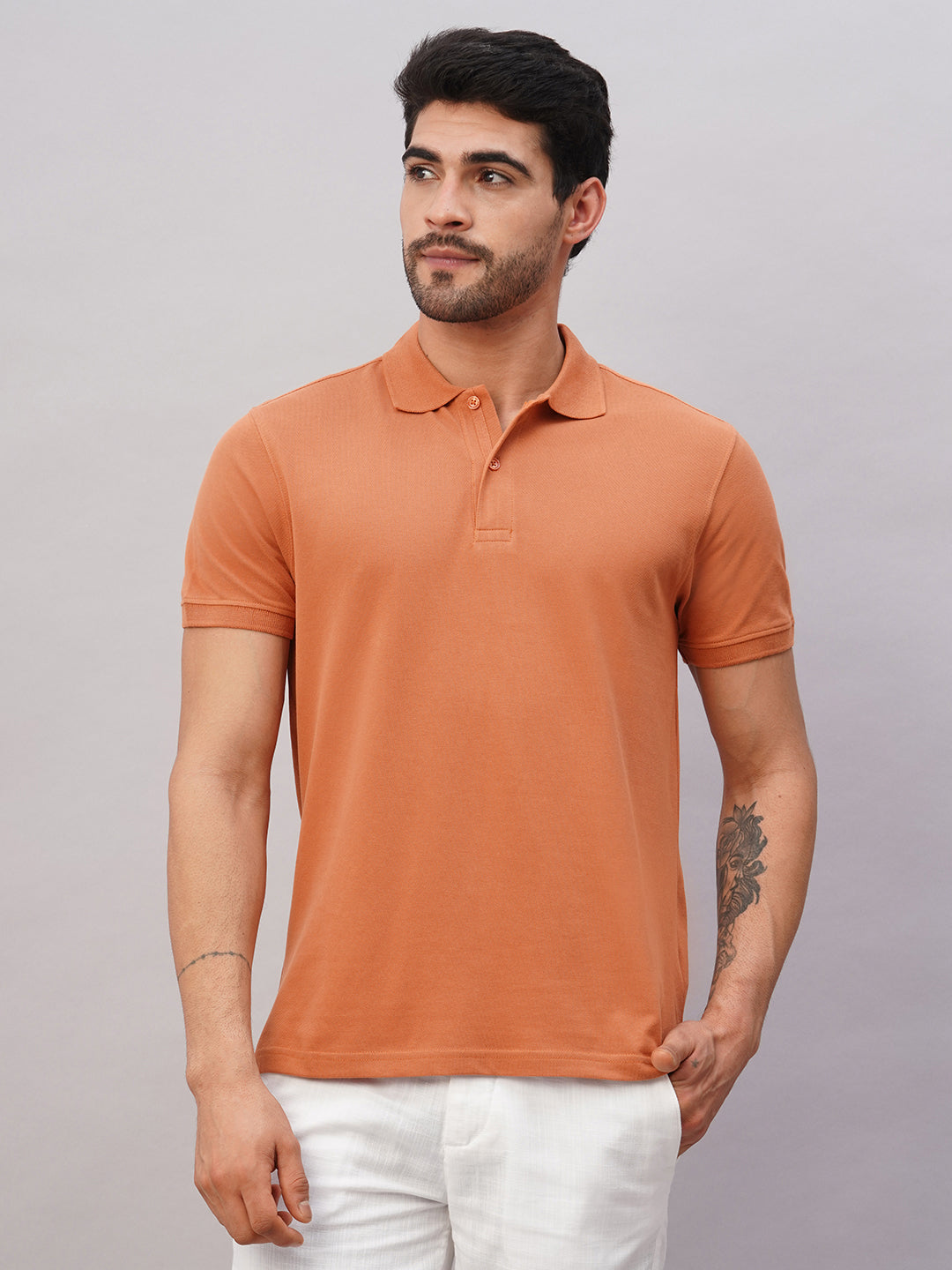 Men's Rust Cotton Regular Fit Tshirt