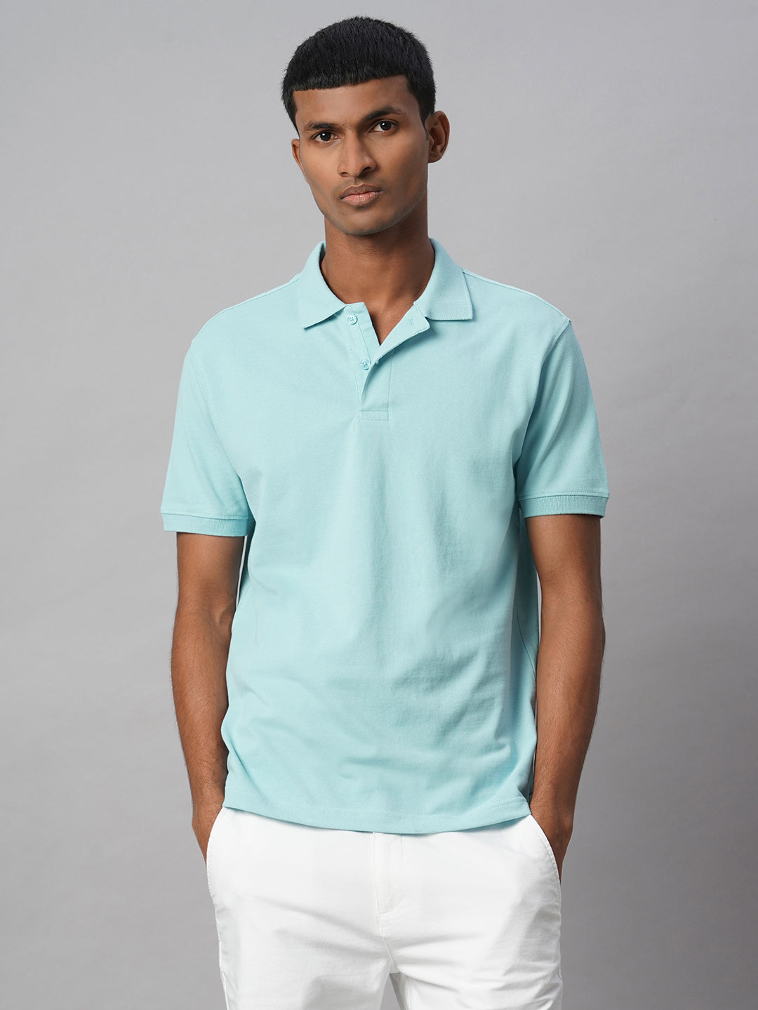 Men's Blue 100% Cotton Regular Fit Tshirt