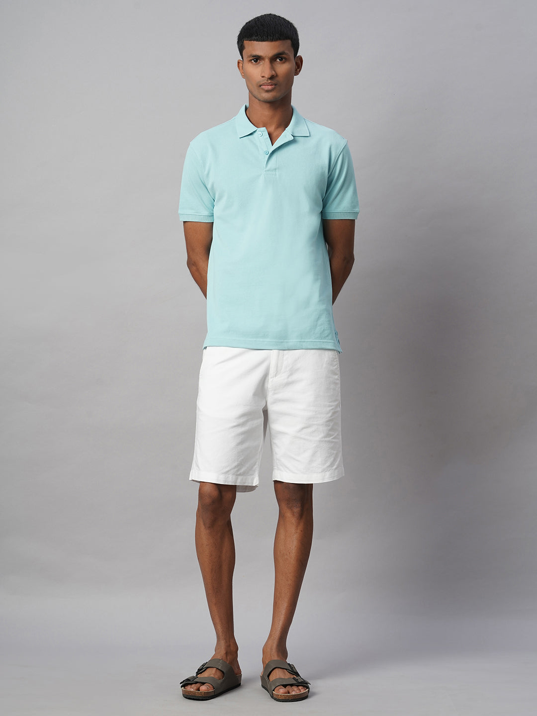 Men's Blue 100% Cotton Regular Fit Tshirt