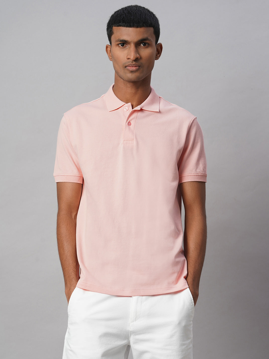 Men's Pink 100% Cotton Regular Fit Tshirt