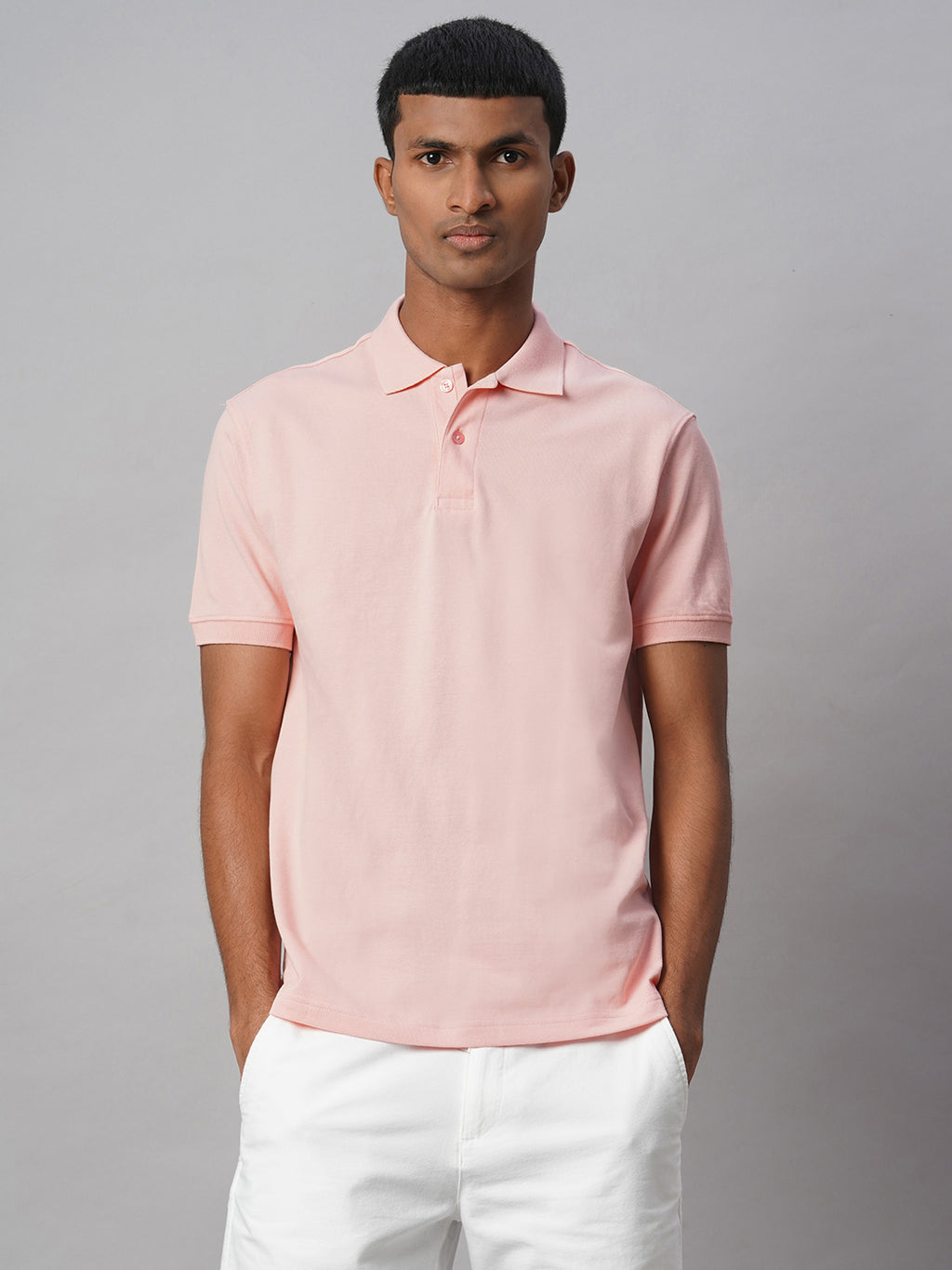 Men's Pink 100% Cotton Regular Fit Tshirt
