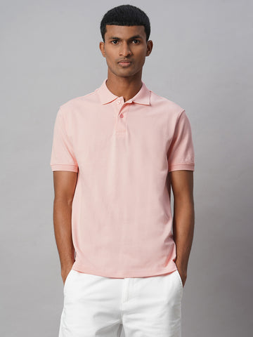 Men's Pink 100% Cotton Regular Fit Tshirt