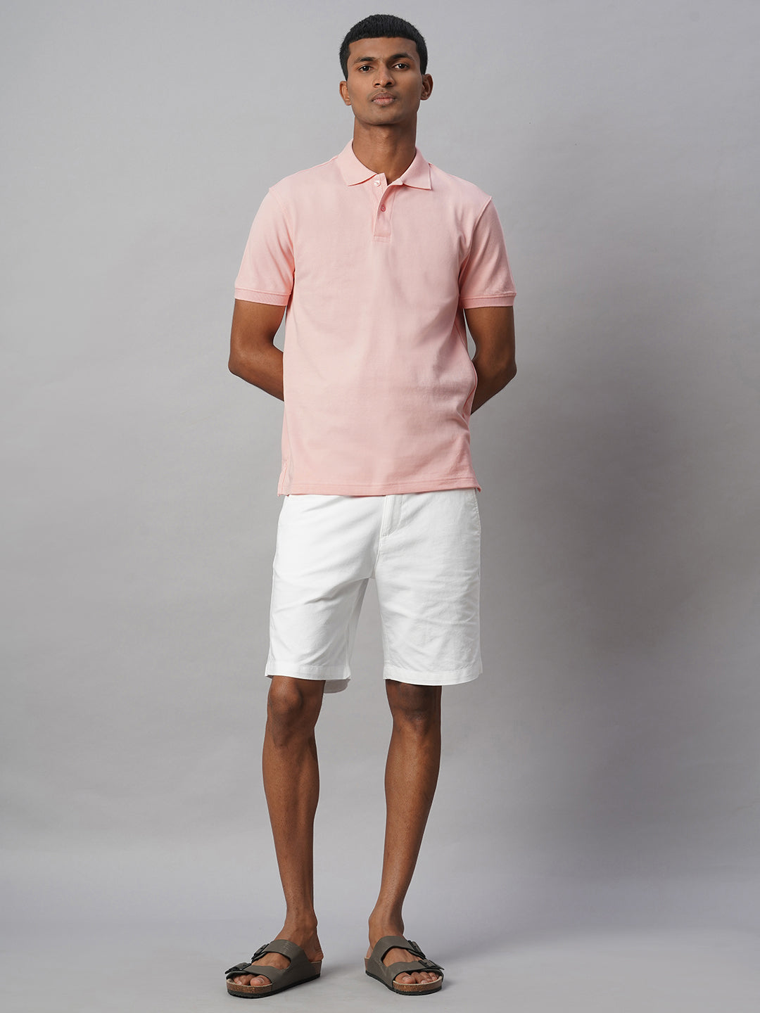 Men's Pink 100% Cotton Regular Fit Tshirt