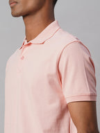 Men's Pink 100% Cotton Regular Fit Tshirt