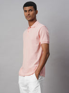 Men's Pink 100% Cotton Regular Fit Tshirt