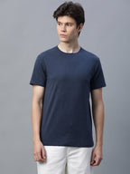 Men's Navy Cotton Bamboo Elastane Regular Fit Tshirt