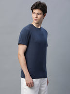 Men's Navy Cotton Bamboo Elastane Regular Fit Tshirt