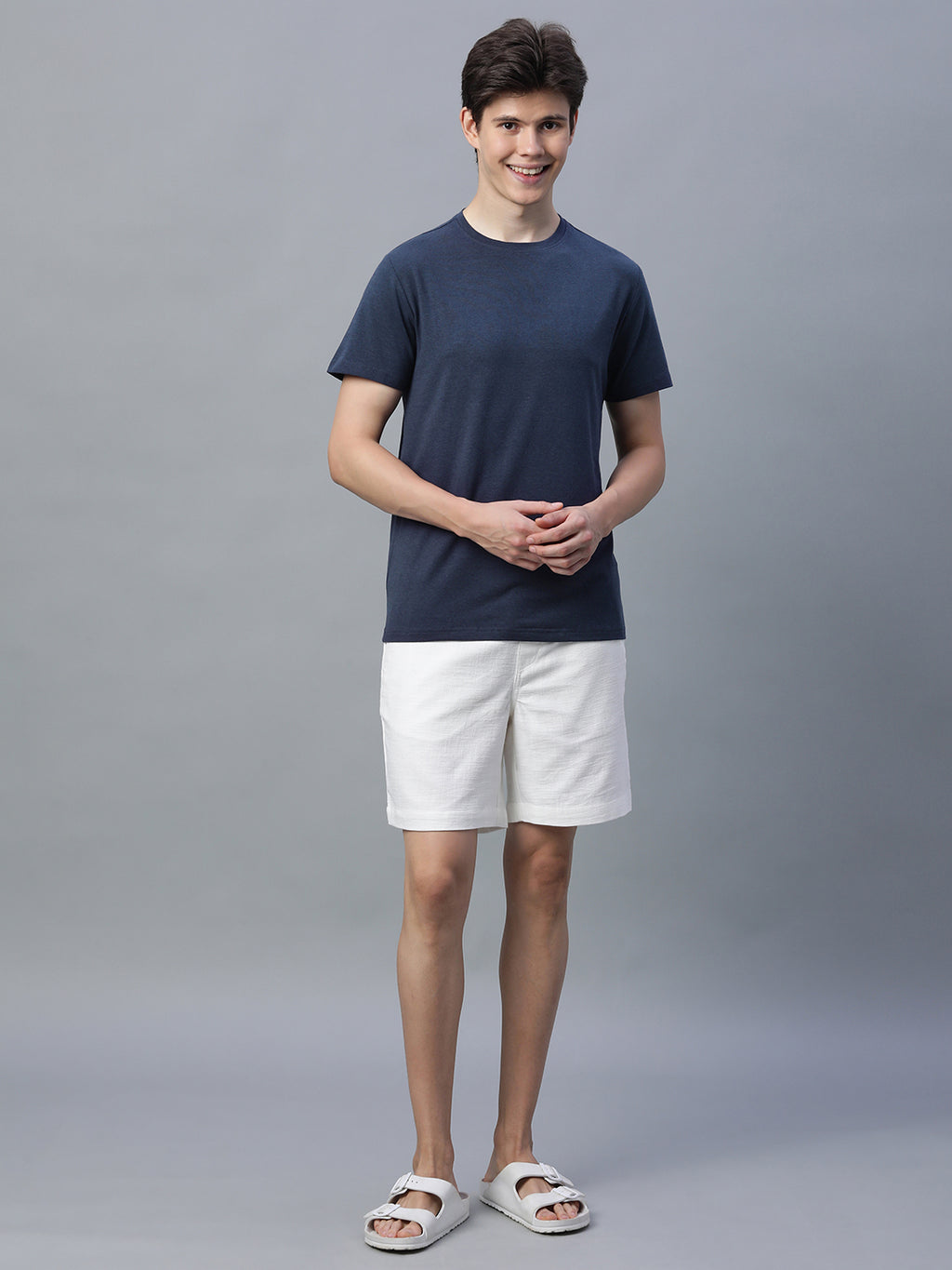 Men's Navy Cotton Bamboo Elastane Regular Fit Tshirt