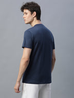 Men's Navy Cotton Bamboo Elastane Regular Fit Tshirt