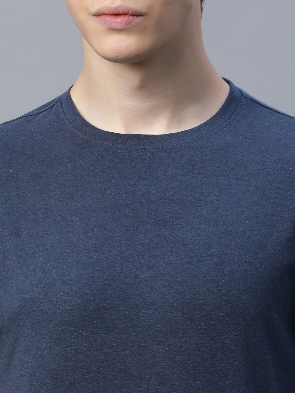 Men's Navy Cotton Bamboo Elastane Regular Fit Tshirt