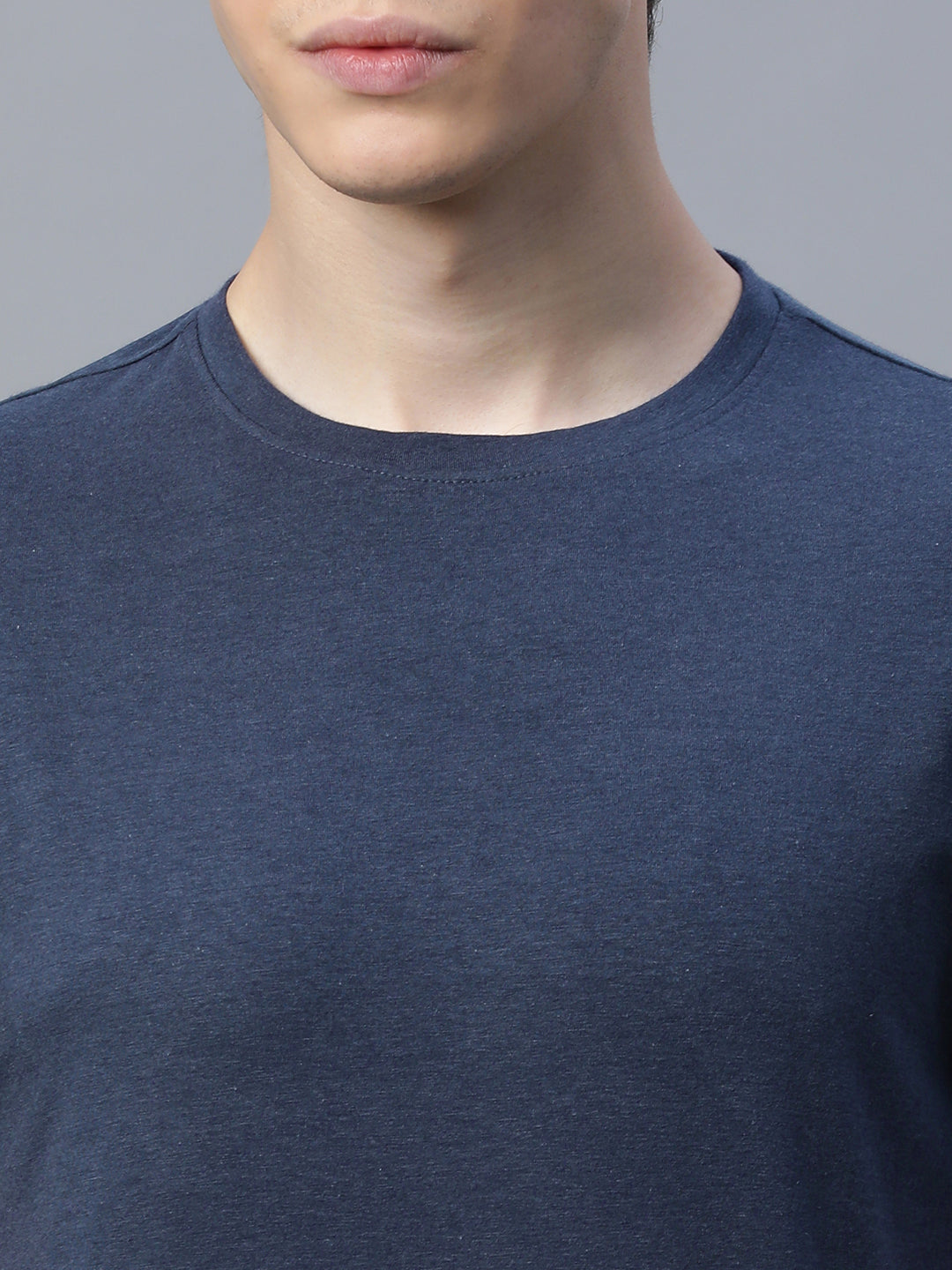 Men's Navy Cotton Bamboo Elastane Regular Fit Tshirt