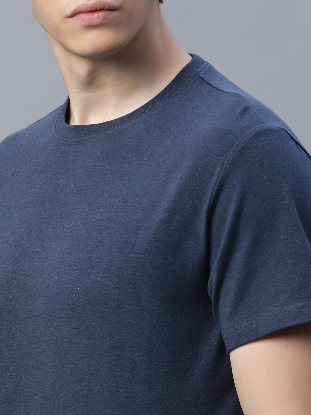 Men's Navy Cotton Bamboo Elastane Regular Fit Tshirt