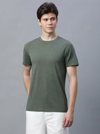 Men's Olive Cotton Bamboo Elastane Regular Fit Tshirt