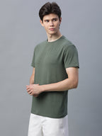 Men's Olive Cotton Bamboo Elastane Regular Fit Tshirt