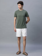 Men's Olive Cotton Bamboo Elastane Regular Fit Tshirt