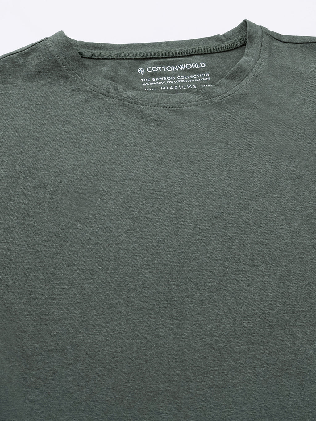 Men's Olive Cotton Bamboo Elastane Regular Fit Tshirt