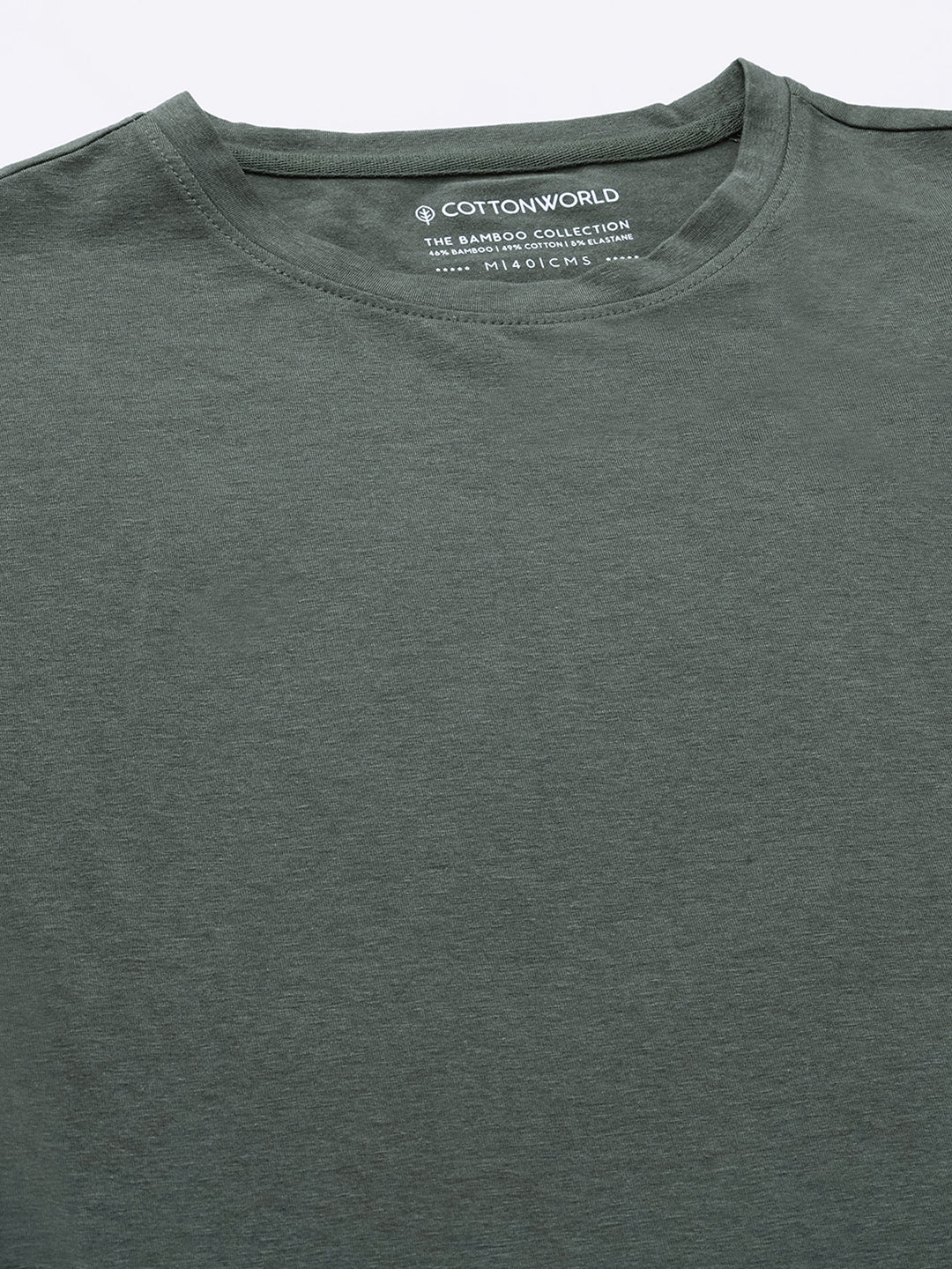 Men's Olive Cotton Bamboo Elastane Regular Fit Tshirt