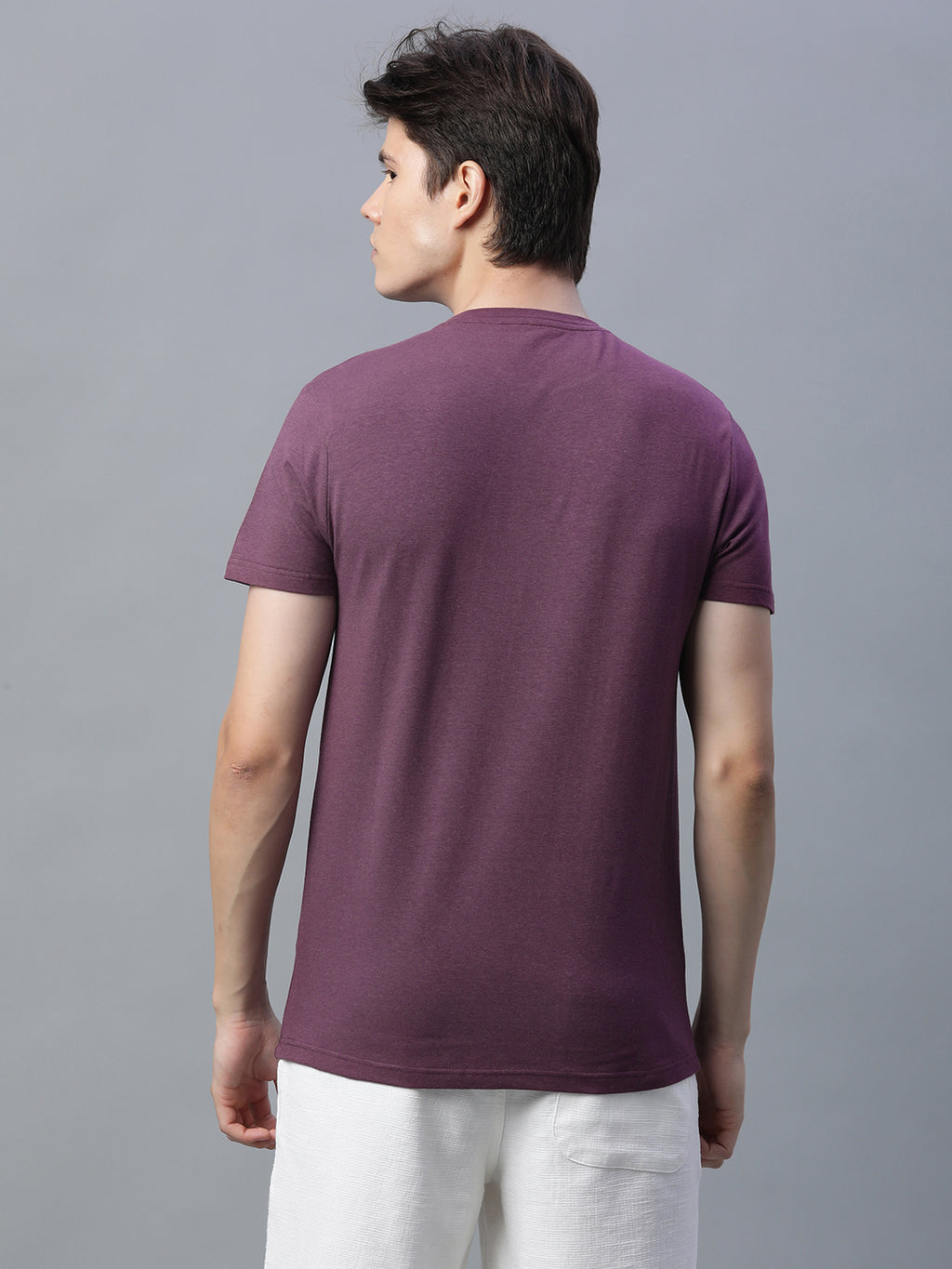 Men's Wine Cotton Bamboo Elastane Regular Fit Tshirt