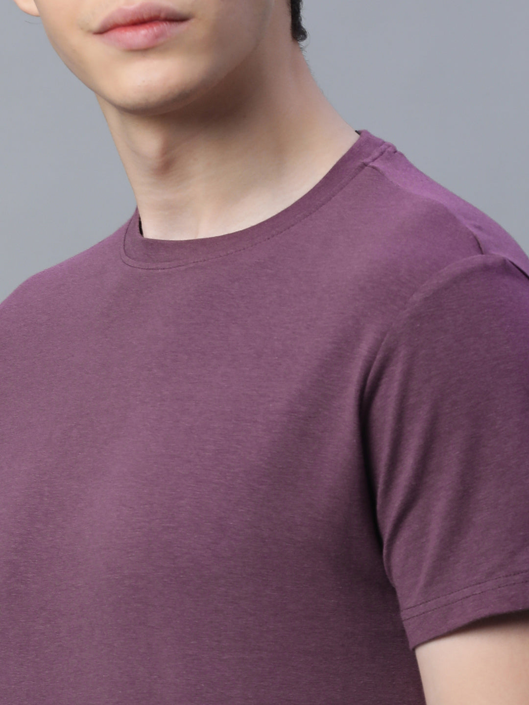 Men's Wine Cotton Bamboo Elastane Regular Fit Tshirt