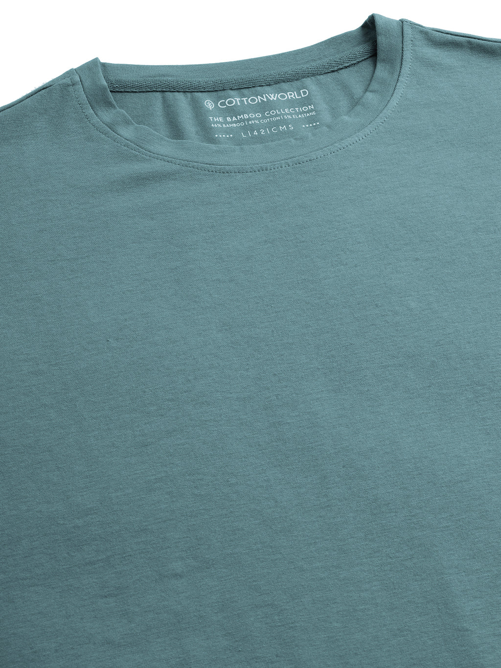 Men's Green Cotton Bamboo Elastane Regular Fit Tshirt
