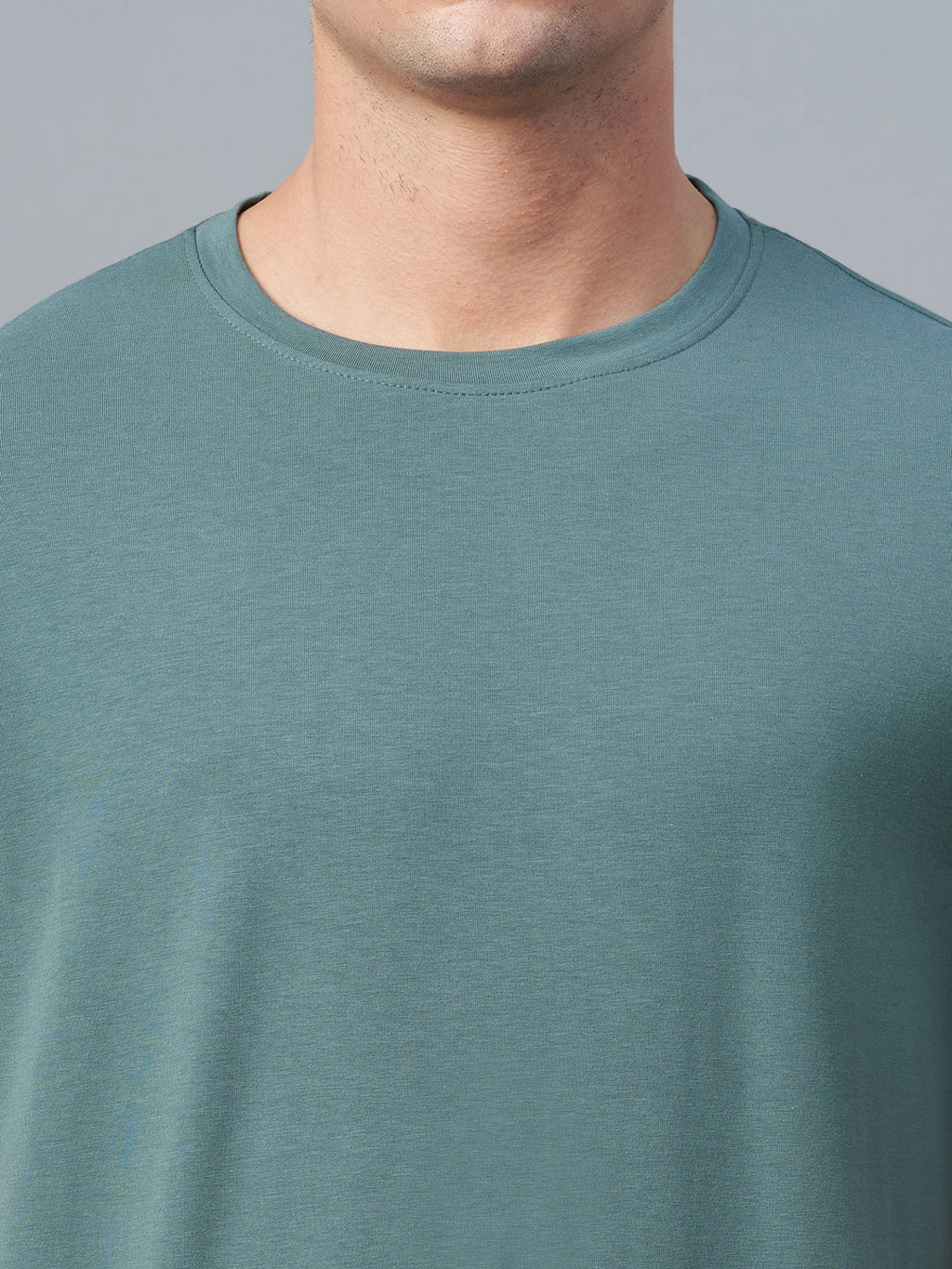 Men's Green Cotton Bamboo Elastane Regular Fit Tshirt