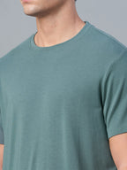 Men's Green Cotton Bamboo Elastane Regular Fit Tshirt