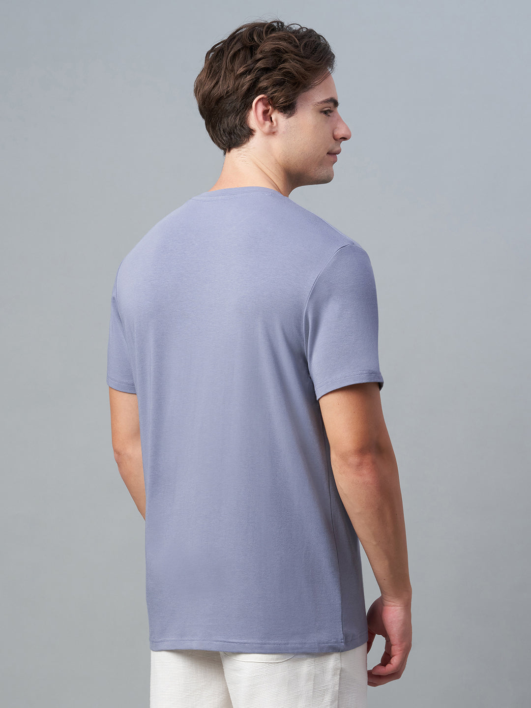 Men's Lavender Cotton Bamboo Elastane Regular Fit Tshirt