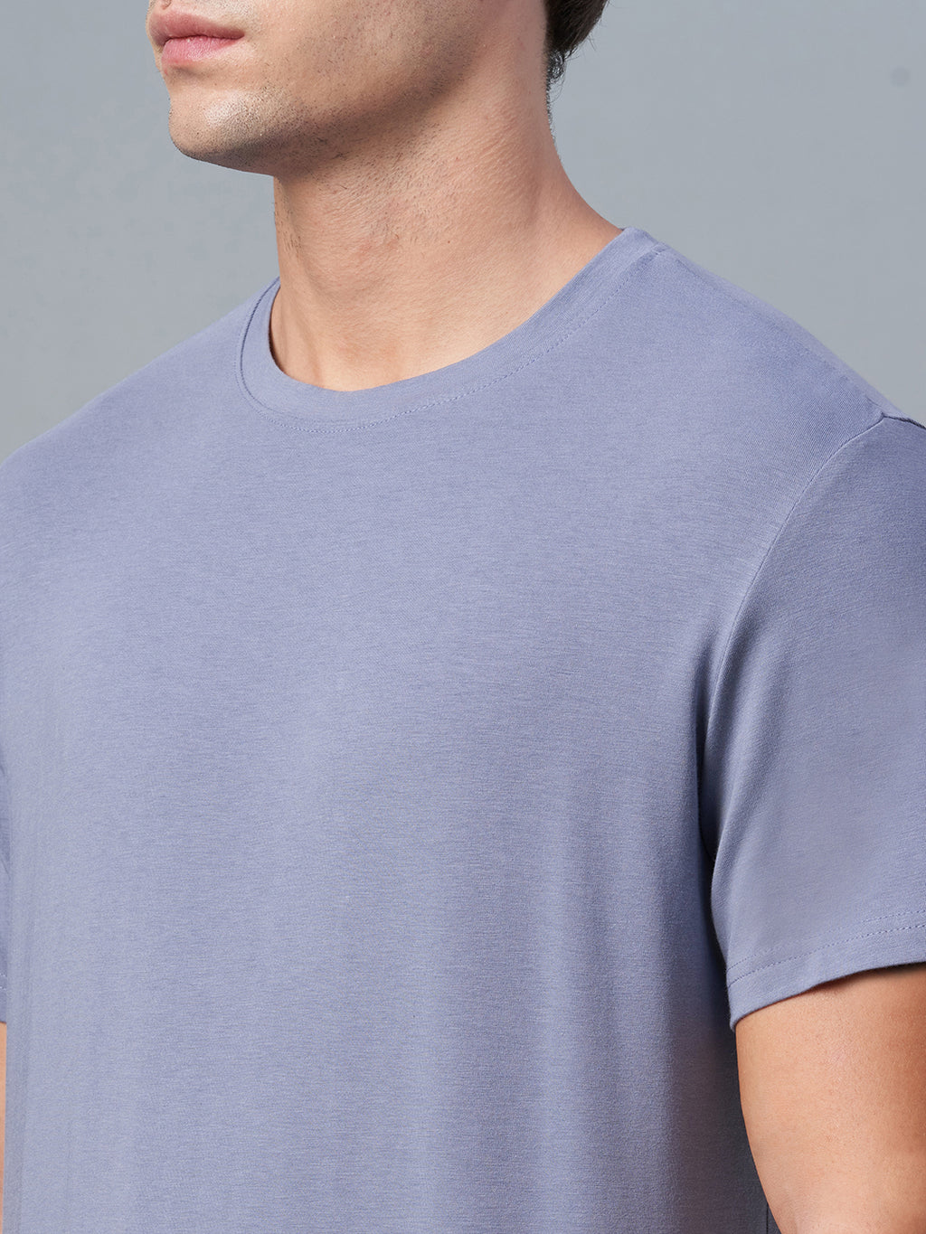 Men's Lavender Cotton Bamboo Elastane Regular Fit Tshirt
