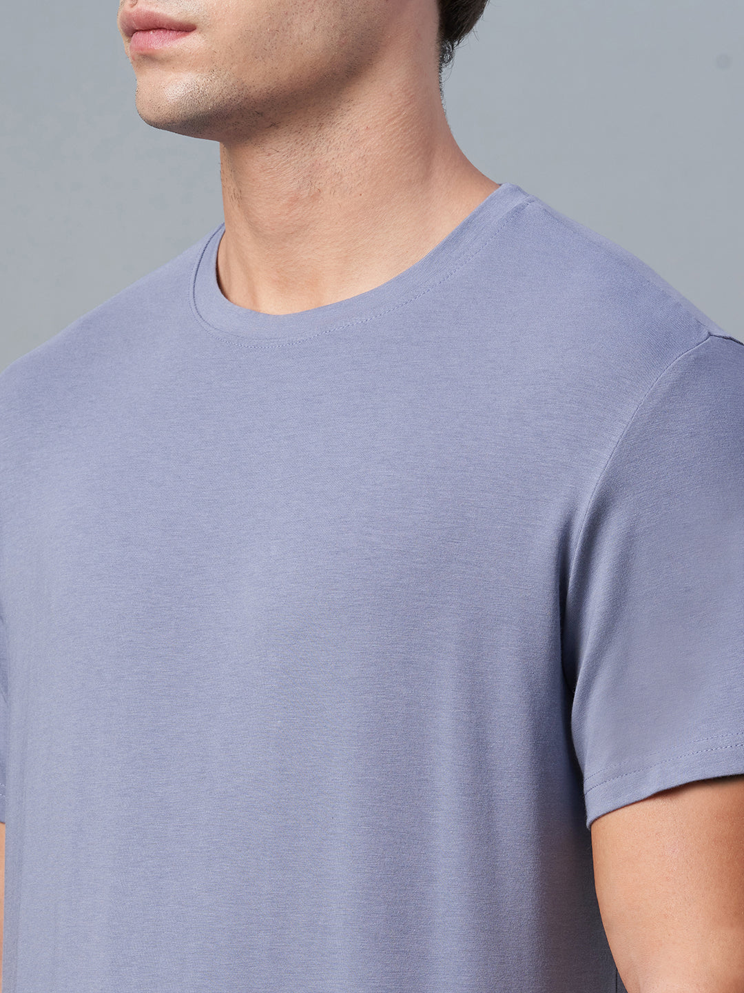 Men's Lavender Cotton Bamboo Elastane Regular Fit Tshirt