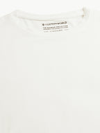 Men's Offwhite Cotton Bamboo Elastane Regular Fit Tshirt