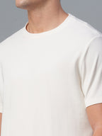 Men's Offwhite Cotton Bamboo Elastane Regular Fit Tshirt