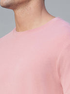 Men's Pink Cotton Bamboo Elastane Regular Fit Tshirt