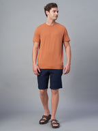 Men's Rust Cotton Bamboo Elastane Regular Fit Tshirt