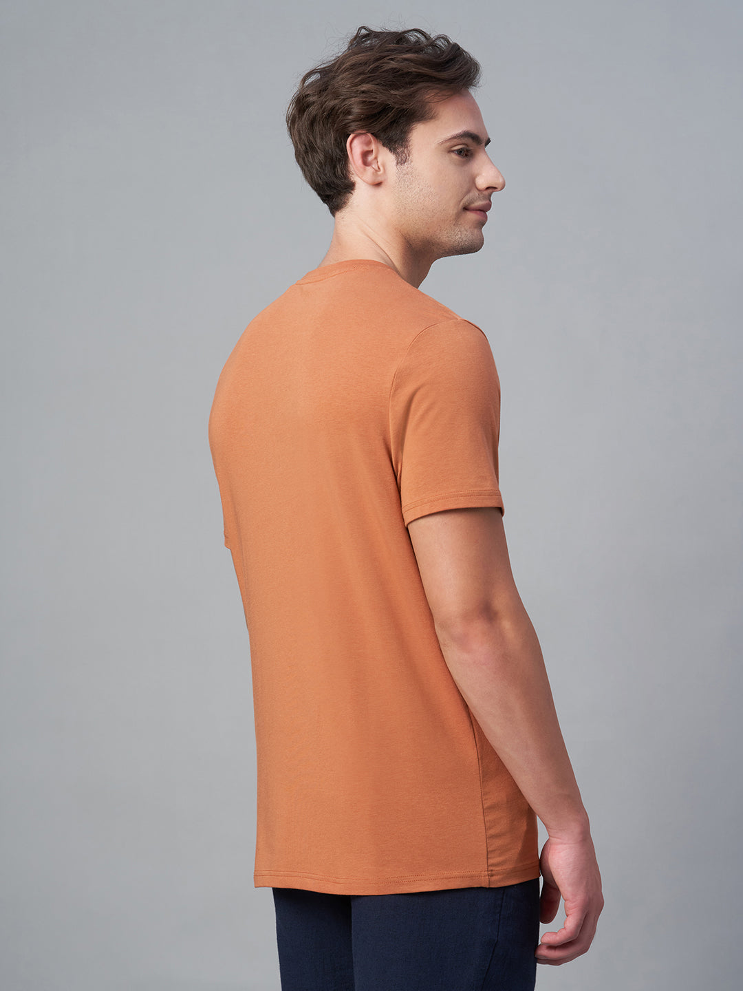 Men's Rust Cotton Bamboo Elastane Regular Fit Tshirt