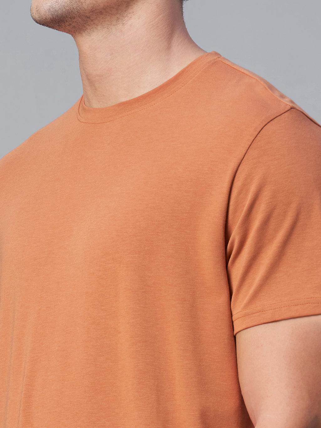 Men's Rust Cotton Bamboo Elastane Regular Fit Tshirt