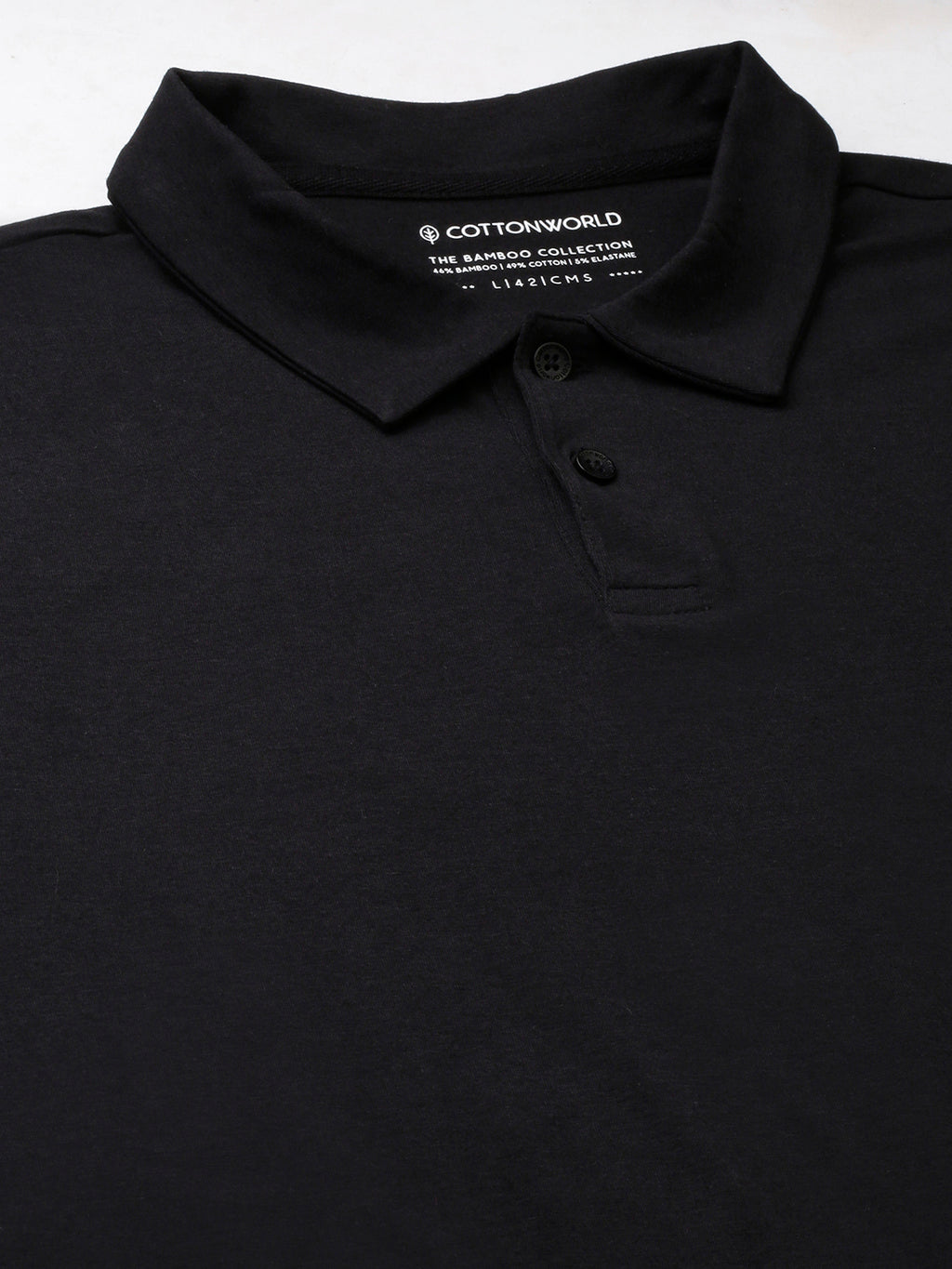 Men's Black Cotton Bamboo Elastane Regular Fit Tshirt