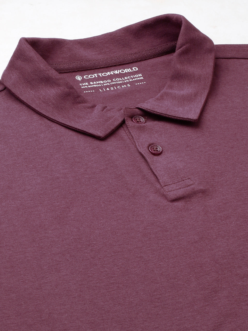 Men's Wine Cotton Bamboo Elastane Regular Fit Tshirt