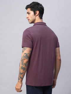 Men's Wine Cotton Bamboo Elastane Regular Fit Tshirt
