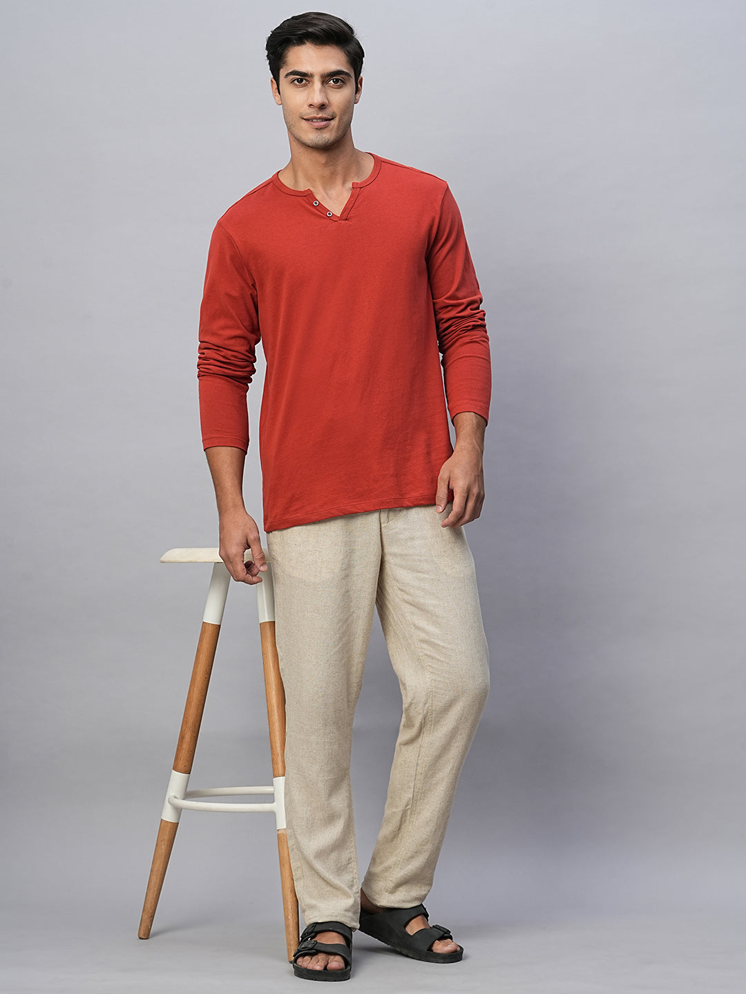Men's Brick Cotton Regular Fit Tshirts