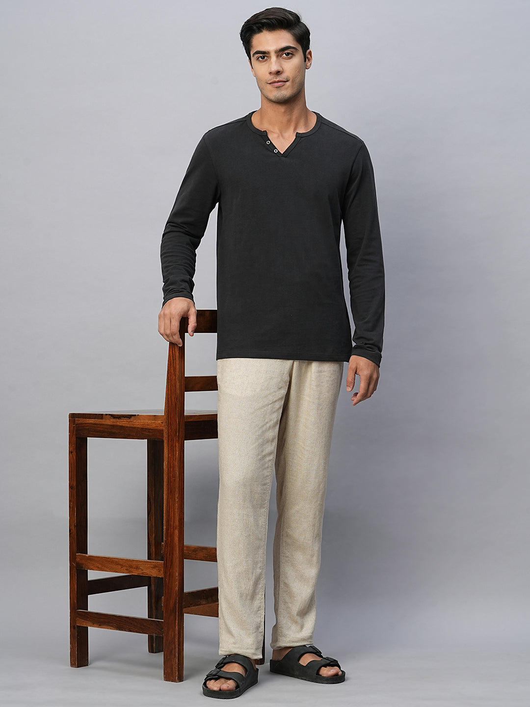 Men's Grey Cotton Regular Fit Tshirts
