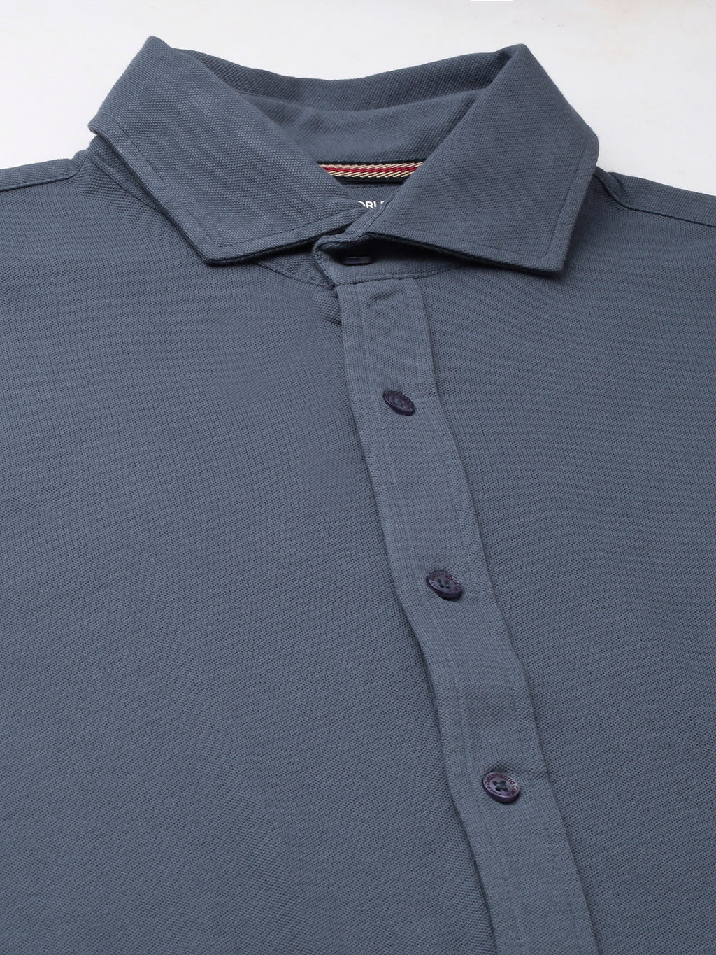 Men's Blue Cotton Elastane Regular Fit Shirt